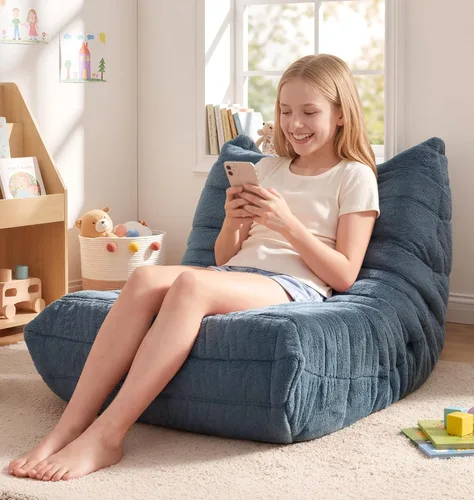 Vista 12 de Hobestluk Puf de espuma viscoelástica, puf grande con relleno, sofá perezoso para sala de estar, dormitorio, sala