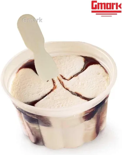 Vista 4 de Gmark Cucharas de madera para helado, 100 unidades, cucharas de degustación, palitos de helado de 3 pulgadas, perfectas para degustación, muestreo