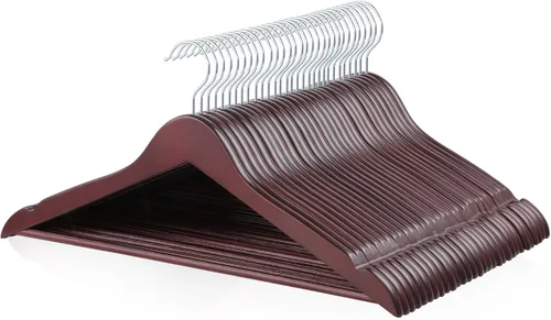 Vista 12 de Yaxa Basics Perchas de madera para trajes, paquete de 30, color negro