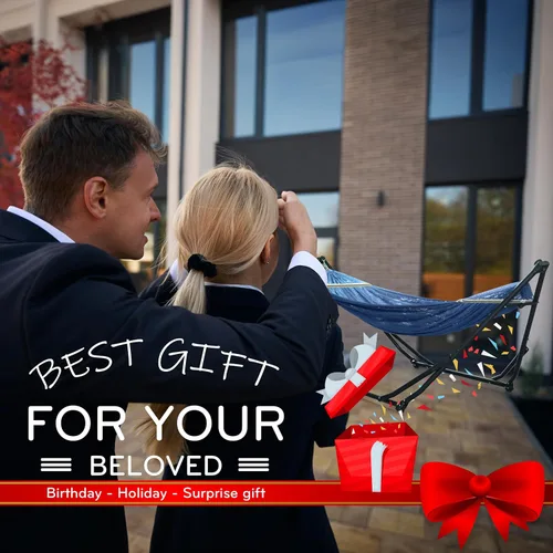 Vista 9 de Tranquillo UniGen Hammock, Hammock with Stand Heavy Duty Indoor/Outdoor Hammock with Signature Steel Stand, 600lbs Premium Foldable, Durable Aegean