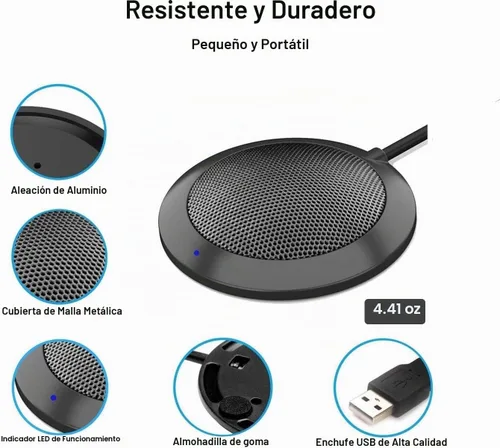 Vista 6 de Micrófono USB para conferencias, micrófono de escritorio