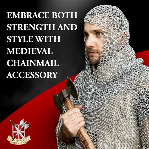 Vista 3 de Armory Replicas Armadura medieval Coif de Chainmail, 18.75 pulgadas
