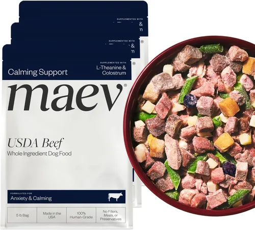 Vista 12 de Maev Alimento para perros de carne de res de grado humano, fórmula calmante y ansiosa, ingrediente entero, sin gluten, alto en proteínas