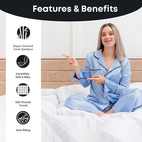 Vista 51 de Linenwalas - Sábana bajera de bambú, con bolsillo profundo, elástico y seguro, ropa de cama suave y refrescante perfecta para el cuidado de la piel