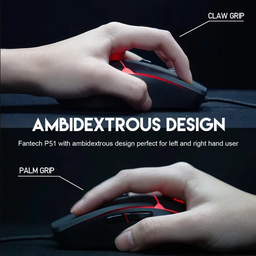 Vista 4 de FANTECH P51S - Juego de teclado y mouse para juegos, auriculares y soporte, alfombrilla de mouse con cable RGB Rainbow Keyboard PC Principiante