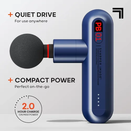 Vista 3 de Sharper Image Pistola de masaje de percusión portátil de tejido profundo, Powerboost Move masajeador muscular de cuerpo completo, espalda y cuello