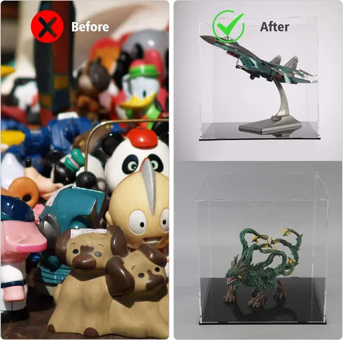 Vista 4 de A+ DESIGN Caja de exhibición de acrílico transparente para armar objetos coleccionables, funda de vidrio alternativa para exhibición de figuras