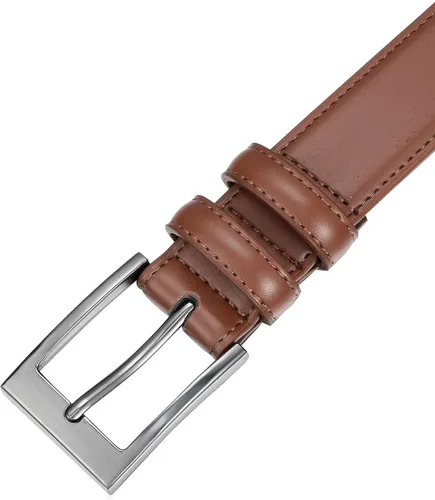 Vista 4 de Marinos Cinturón de vestir de cuero genuino para hombre con hebilla de un solo diente