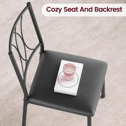 Vista 4 de Amyove Mesa de cocina y sillas para 4, juego de mesa de comedor para 4 personas con sillas tapizadas, juego de mesa de cocina rectangular de metal