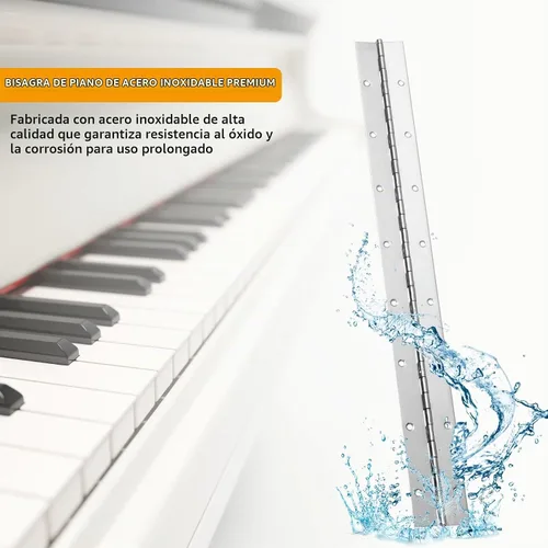 Vista 6 de Bisagra de Piano de Acero Inoxidable Negra de 2 Piezas de 2" x 18", 0.060" / 1/16" de Grosor, Bisagra de Piano de Trabajo Pesado con Agujeros Negro
