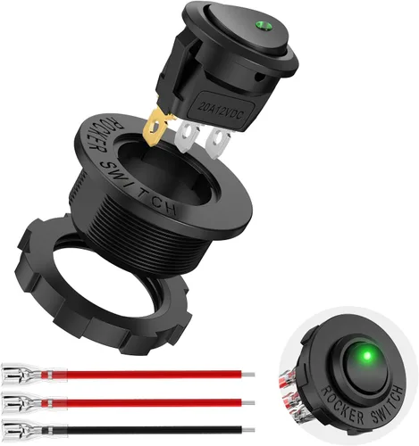 Vista 10 de Nilight Interruptor de palanca basculante de 12 piezas, 3 pines 12V 20A con cable, luz LED redonda, interruptores de encendido y apagado SPST
