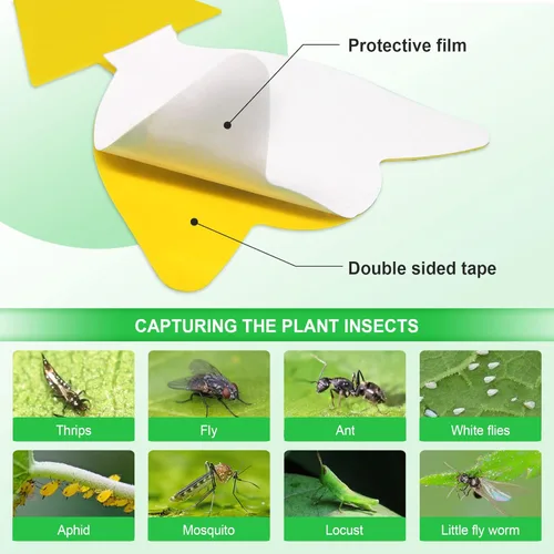 Vista 3 de 40 trampas amarillas de 5 formas amarillas extremadamente adhesivas para mosquitos de hongos, moscas de la fruta, mosca, mosca blanca, trampas