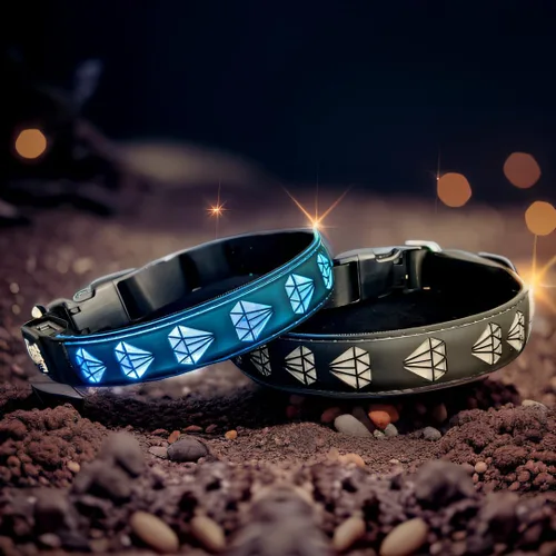 Vista 13 de Collar subversivo para perro Airtag con luz LED USB-C, diseño subversivo de girasol 3D, material cómodo y suave, iluminación multicolor