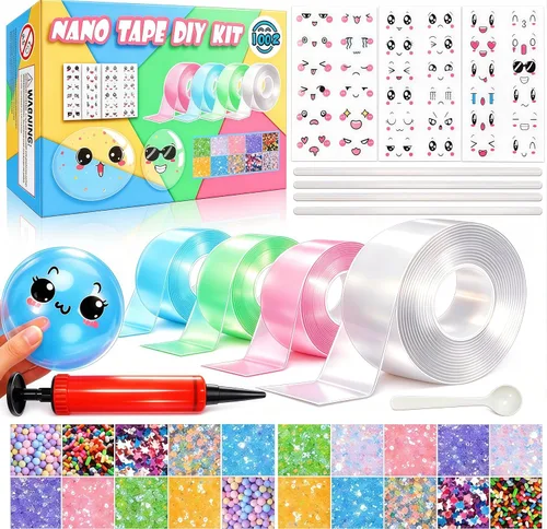 Kit de cinta nano para burbujas, cinta adhesiva nano de doble cara para burbujas, kit de 4 piezas de juguetes de cinta nano para niños y niñas