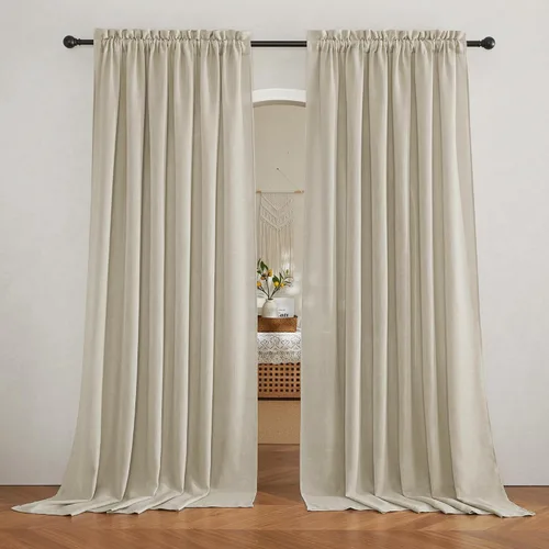 Vista 67 de RYB HOME Cortinas semitraslúcidas de 63 pulgadas de largo, paneles de cortinas transpirables con textura de lino para ventana saliente estilo Blanco
