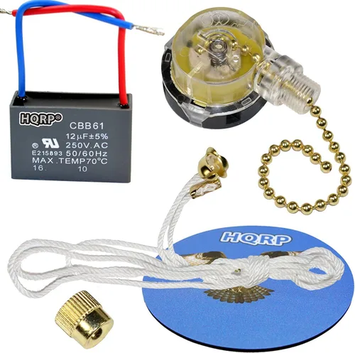 Vista 13 de HQRP Kit de condensador de ventilador de techo CBB61 1uf+2uf 3 cables con certificación UL y interruptor de ventilador de 3 velocidades