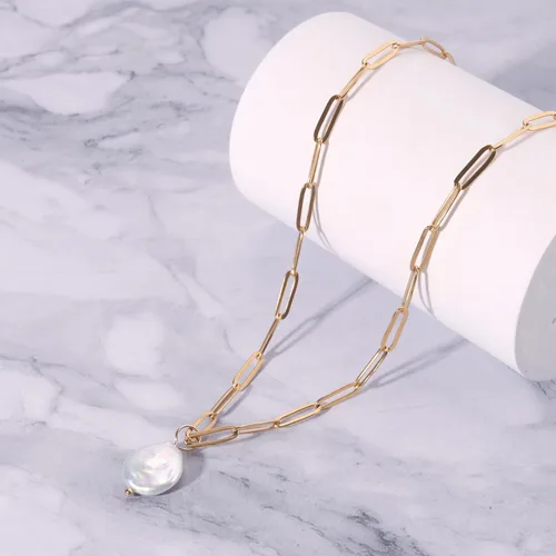 Vista 7 de Collares de perlas para mujer, chapado en oro real de 14 quilates, delicado collar de perlas para mujeres y adolescentes, collar de cadena de perlas