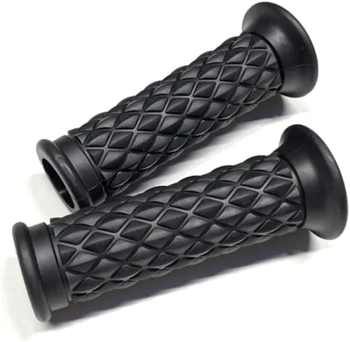 Vista 6 de Par retro de goma motocicleta mango agarre 7/8 "0.866 in Bar End Grips universal para Cafe Racer moto manillar agarre