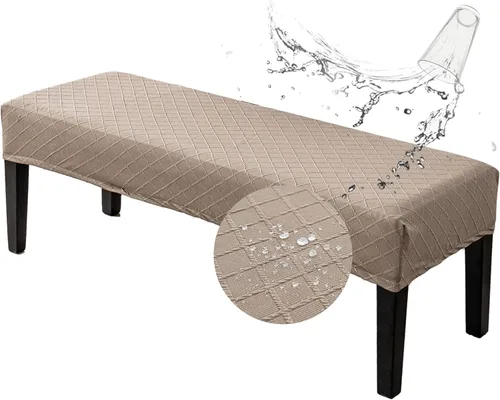 Vista 15 de Genina Fundas impermeables para banco de comedor, protector de asiento de banco de jacquard elástico, funda de banco rectangular para dormitorios