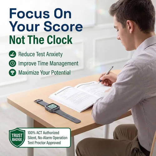 Vista 2 de Reloj de pulsera digital de ritmo fácil de usar autorizado por ACT, incluye botón de modo de prueba con sección preprogramada para ACT y marcador