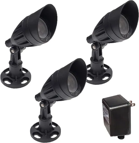 HALF OFF PONDS LumiNight - Juego de 3 luces de fuente negra que cambian de color de 3 vatios con cable QD de 100 pies