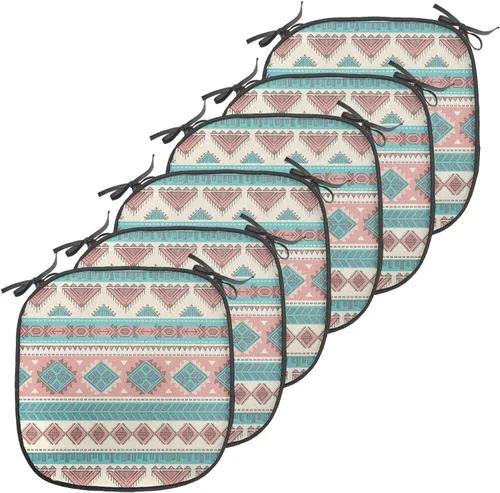 Vista 109 de Ambesonne Grunge Chair Seating Cushion, Retro Striped Background Pineapple Vintage Hippie Graphic, Anti-Slip Seat Padding for Kitchen & Patio