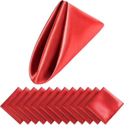 Vista 14 de Aneco 12 Piezas de Servilleta de Satén Cuadrada de 20 x 20 Pulgadas, Servilletas de Cena para Bodas, Servilletas de Fiesta, Servilletas de Mesa