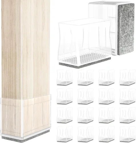 Vista 11 de Protectores rectangulares de suelo para patas de silla de 1 x 1 3/4 pulgadas, fundas para patas de silla para proteger suelos, tapas de patas