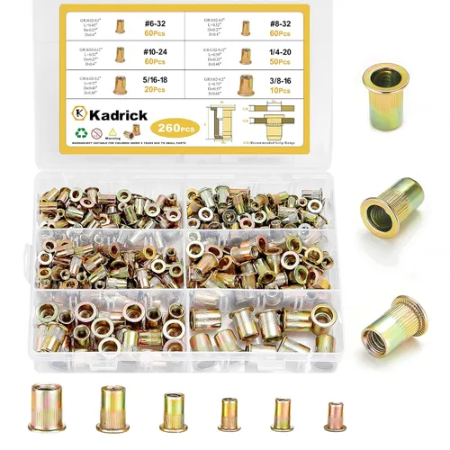 Vista 13 de 100 piezas tuercas de remache Kadrick M6, tuercas de inserción roscadas métricas de acero al carbono de cabeza plana Rivnuts