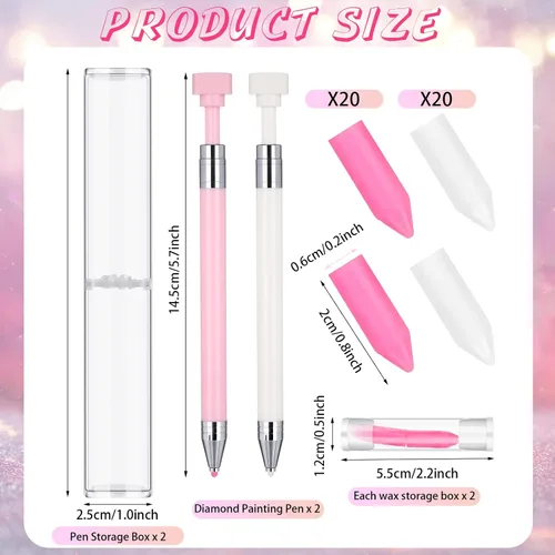 Vista 2 de Jutom 2 Pcs Diamond Painting Pen with 40 Pcs Diamond Painting Wax Pen Replacement Wax Glue Art Accessory and Tool Quickly Pick up Bead Gem for DIY