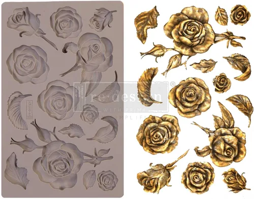 Rediseñar con Prima Redisign Furniture Decor Moulds Rosas fragantes de 5 x 8 pulgadas, grosor de 0.315 in de grosor para tocadores, chocolate,