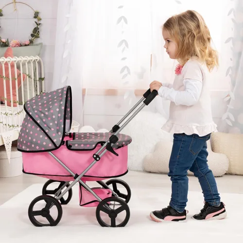 Vista 2 de Bayer Design Doll Pram Go - Cochecito de muñeca de 18 pulgadas, juguete plegable con toldo y almacenamiento