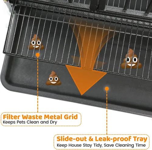 Vista 4 de Homey Pet Jaula Transportín Perrera Apilable para Perros de 43 Pulgadas para Interiores con Divisor, 2 Cuencos de Acero, 4 Ruedas con Bloqueo
