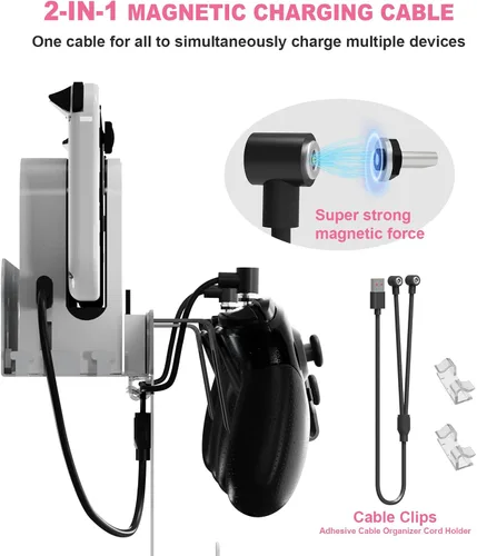 Vista 5 de EJGAME Soporte de montaje de pared compatible con Nintendo SwitchOLED, kit de montaje de pared de metal con ganchos para colgar auriculares