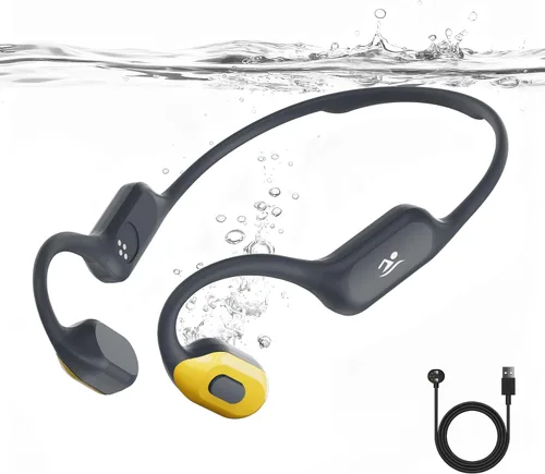 Auriculares de conducción ósea de natación con luz de seguridad nocturna, IP68 impermeable 32G MP3, auriculares submarinos de silicona suave,