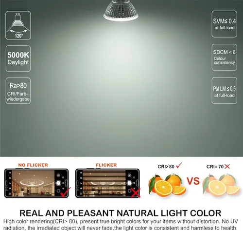 Vista 3 de EACLL MR16 GU10 LED Bulb Dimmable, 5000K Daylight, 7W Equivalent 75W, 25,000 Hours Lifetime, Energy Efficient Light, 750 Lumens 120 Degree Flood