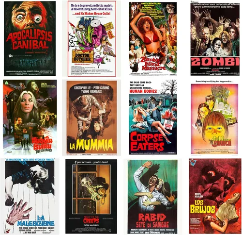 Vista 2 de Calendario de pared 2026 [13 páginas de 8 x 12 pulgadas] Zombies, acción de terror, pósteres de película vintage, cubiertas de película