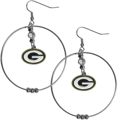 NFL Siskiyou Sports Green Bay Packers - Aretes de aro de 2 pulgadas para mujer, talla única, color del equipo