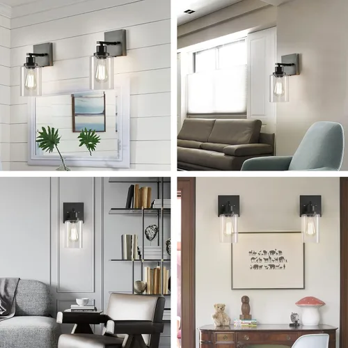 Vista 6 de Apliques de pared enchufables, paquete de 2 lámparas de pared, apliques de pared rústicos, apliques de iluminación de pared, apliques de pared