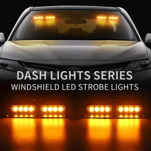 Vista 2 de XRIDONSEN Luces estroboscópicas de emergencia 2 en 1 para tablero e interior de parabrisas, luces parpadeantes de seguridad y advertencia color Ámbar