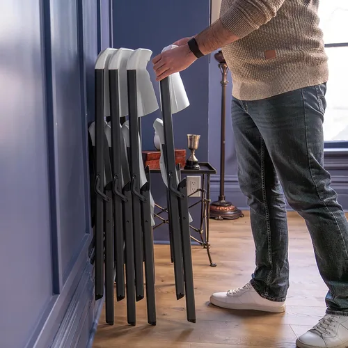 Vista 12 de LIFETIME Silla plegable con marco A, paquete de 4, granito blanco