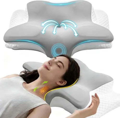 Almohada cervical ajustable para dormir, almohada de espuma viscoelástica para aliviar el dolor de espalda y hombros, almohadas ergonómicas de