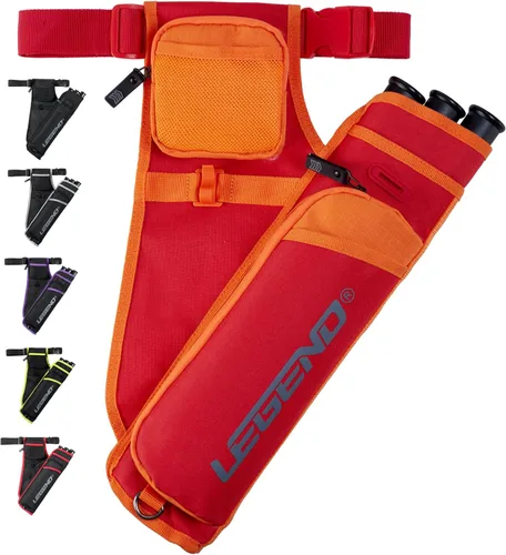 Vista 13 de LEGEND First Archery - Funda para flechas, carcaj de cadera con cinturón ajustable y 3 tubos de flecha, material de nailon duradero con ranura en T