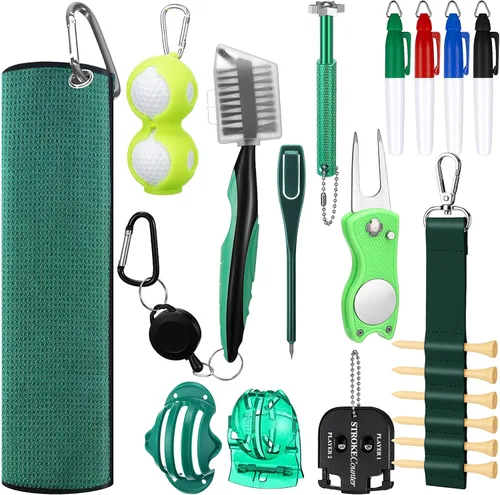 Vista 9 de Syhood Kit de limpieza para palos de golf, 21 piezas, accesorios para cepillo de golf, toalla, sacapuntas de ranura, herramienta de reparación