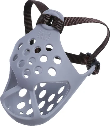 Vista 2 de Bozal corto para perro, de silicona suave, ajustable, transpirable, bozal para masticar, morder, ladrar, entrenar, ideal para perros de cara plana