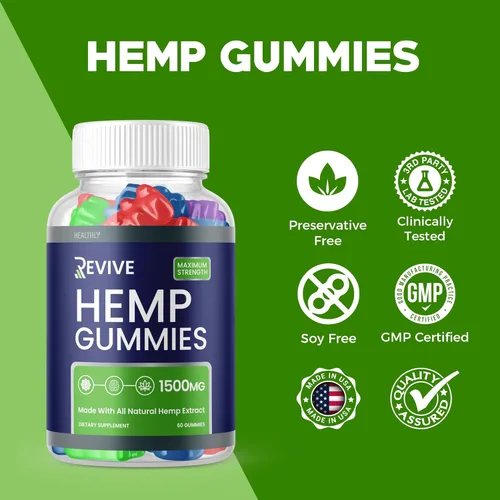 Vista 2 de Paquete de 2 gomitas Revive – Revive Hemp Gummies Mezcla de cáñamo de primera calidad, suplemento de extracto de cáñamo de fórmula avanzada Revive