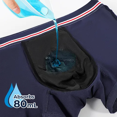 Vista 3 de Carer - Ropa interior tipo bóxer para incontinencia para hombre, lavables, reutilizables, de algodón, a prueba de fugas, con zona frontal