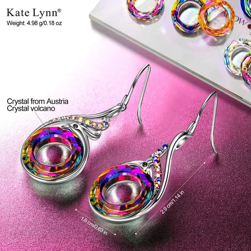 Vista 2 de Kate Lynn Aretes de Phoenix "Rise From the Ashes", aretes colgantes de plata de ley con cristales de Austria, regalo de cumpleaños con joyero