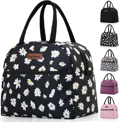 Vista 16 de Bolsa de almuerzo aislada Baglemon para mujer y hombre, contenedores de almuerzo reutilizables de alta capacidad para trabajo y picnic