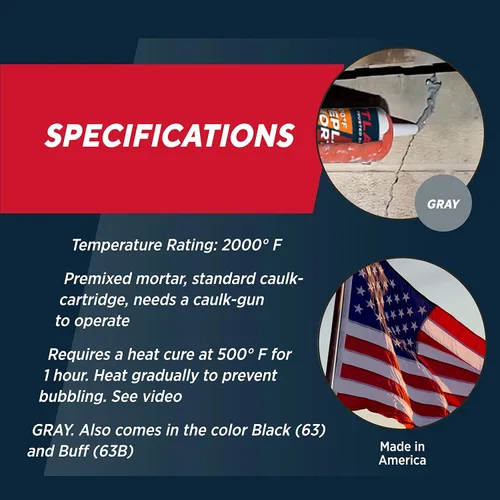 Vista 4 de Rutland cartucho de mortero para chimenea, de 10,3 oz. y color gris